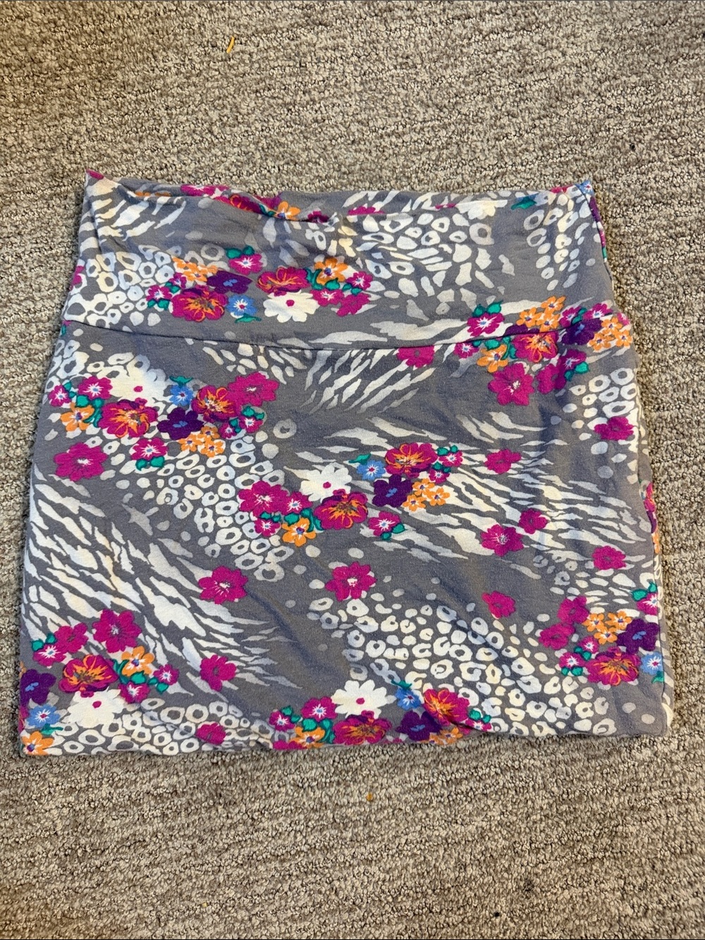 Wet Seal Gray Mini Skirt with Pink Purple and Orange Floral